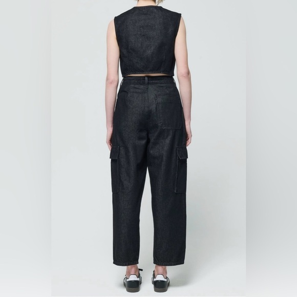 NWT Etica Lewis High Waist Pleated Ankle Cargo Jeans Onyx Black Denim - Picture 2 of 16